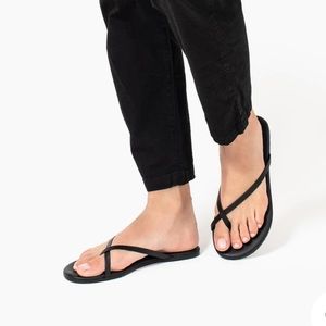 TKEES Riley Leather Sandals in Black